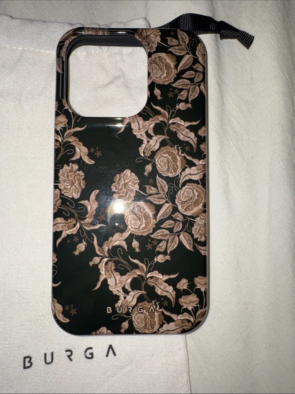 BURGA Black Floral Phone Case - Elegant Protective Cover